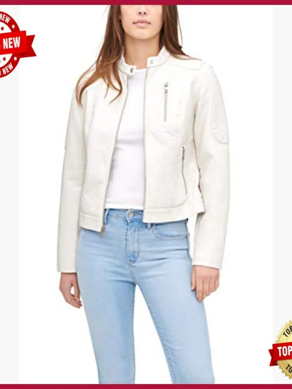Faux Leather Motocross Racer Jacket, Standard and Plus Sizes